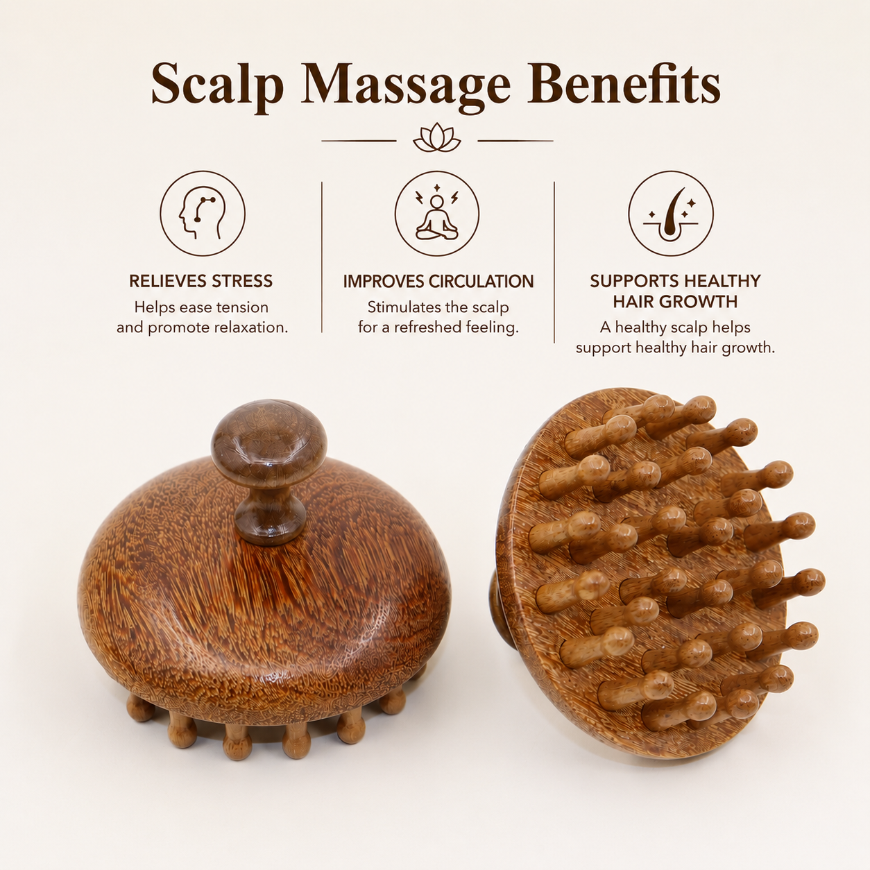 Natural Wooden Scalp Massager