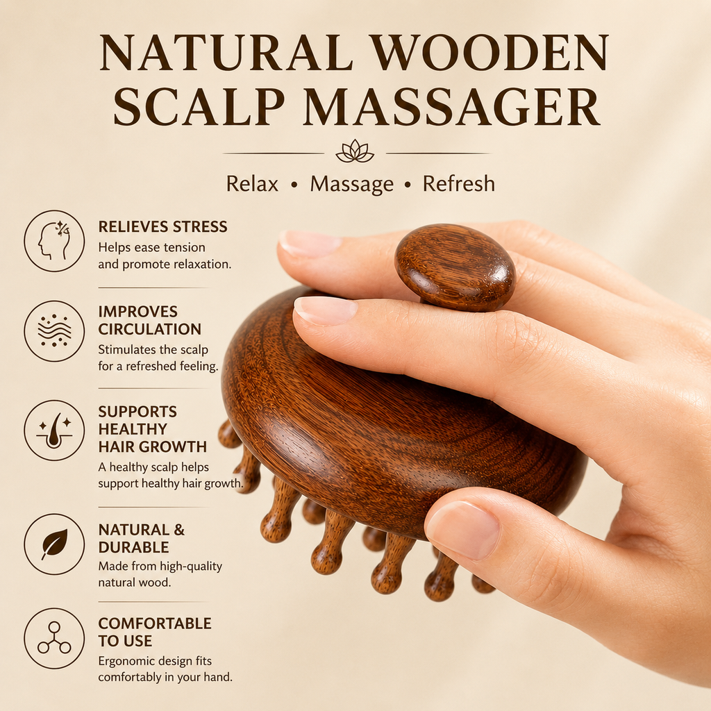 Natural Wooden Scalp Massager