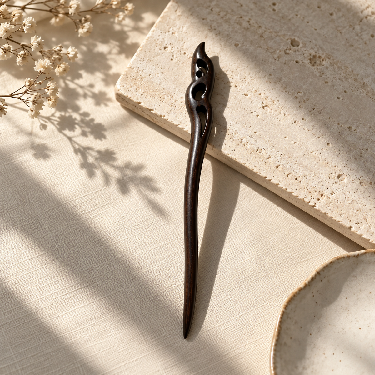 Natural Sandalwood Hair Stick — Traditional Inspired Design