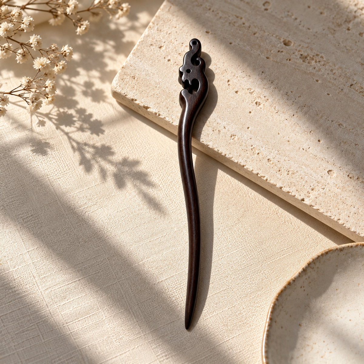 Natural Sandalwood Hair Stick — Traditional Inspired Design