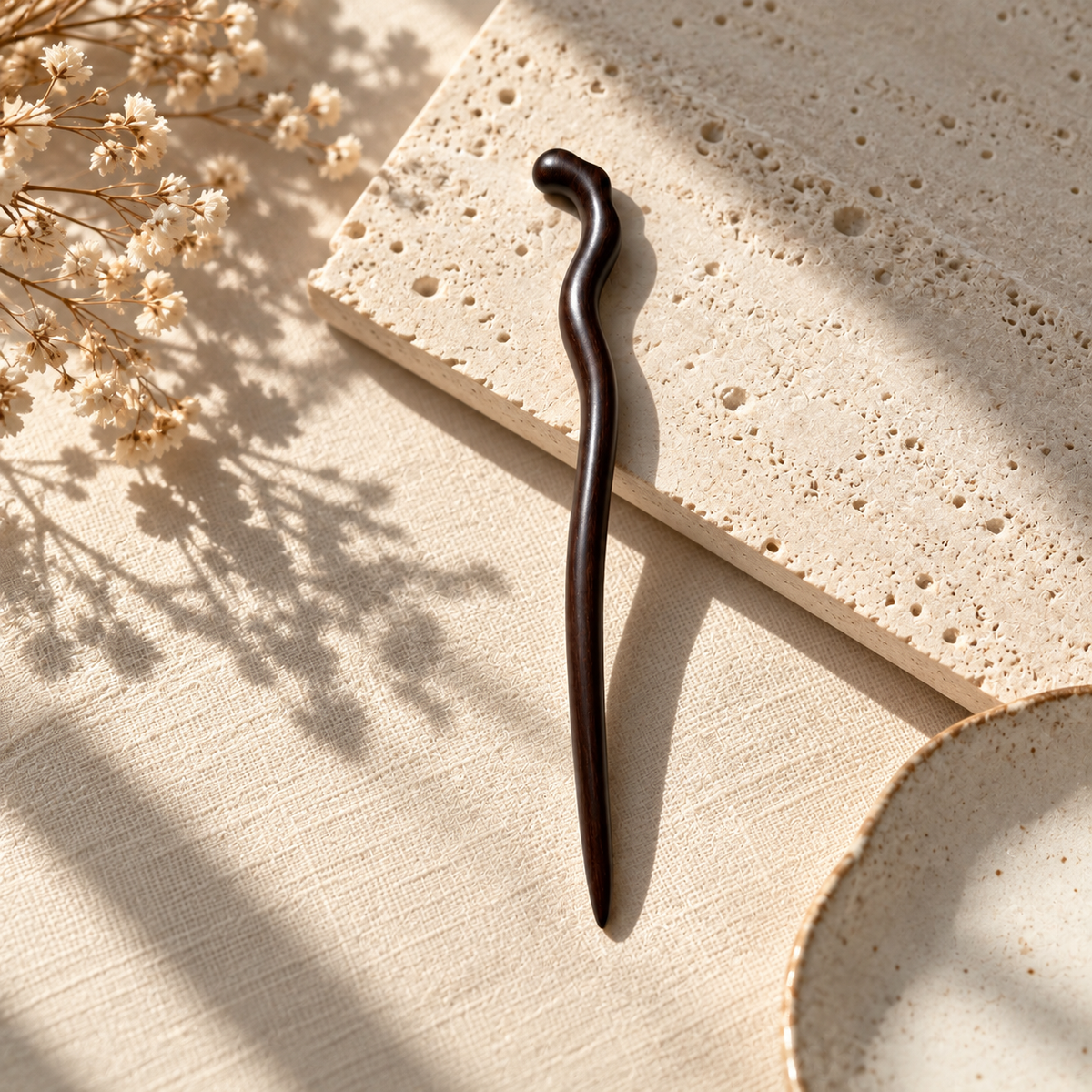 Natural Sandalwood Hair Stick — Traditional Inspired Design