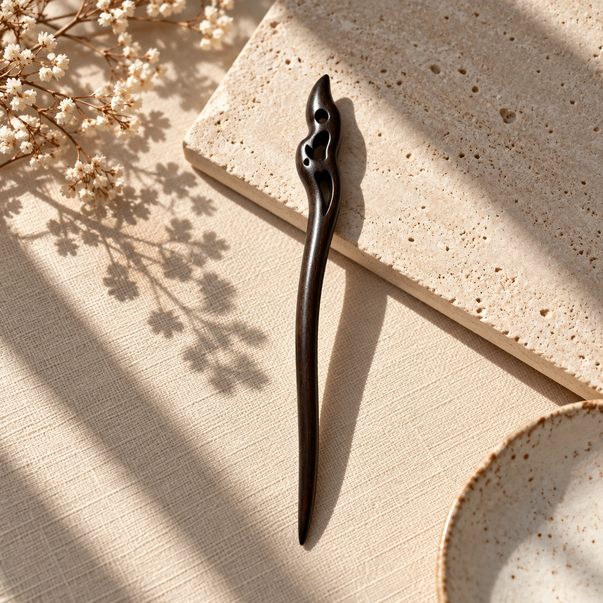 Natural Sandalwood Hair Stick — Traditional Inspired Design